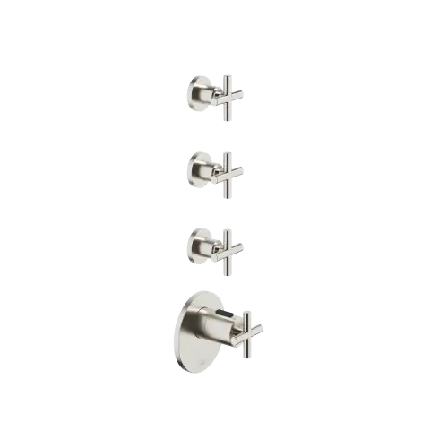 TARA xTOOL Thermostat module with 3 valves - Brushed Platinum - Set containing 4 articles