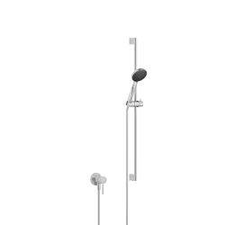 Concealed single-lever mixer with integrated shower connection with shower set - Brushed Chrome - Set containing 2 articles