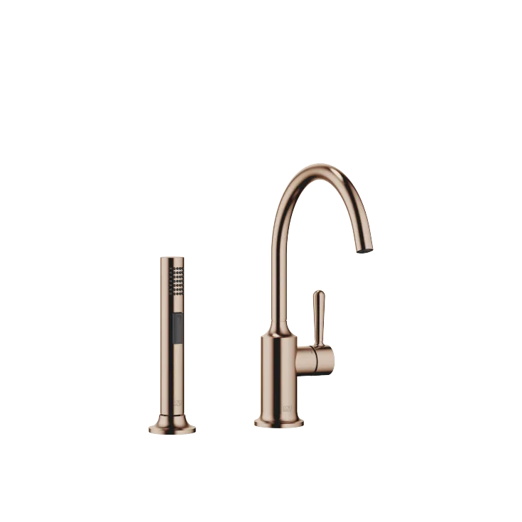 VAIA Two-hole bridge mixer with rinsing spray set - Brushed Bronze - Set containing 2 articles