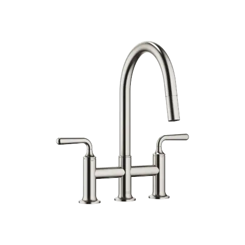 VAIA Mélangeur sur pont à trois trous Pull-down avec fonction douchette - Platine brossé - 19 870 809-06 0010