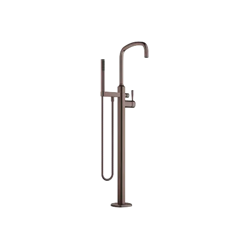 COYA Single-lever bath mixer with stand pipe for free-standing assembly with hand shower set - Brushed Dark Bronze (PVD) - 25 863 404-43