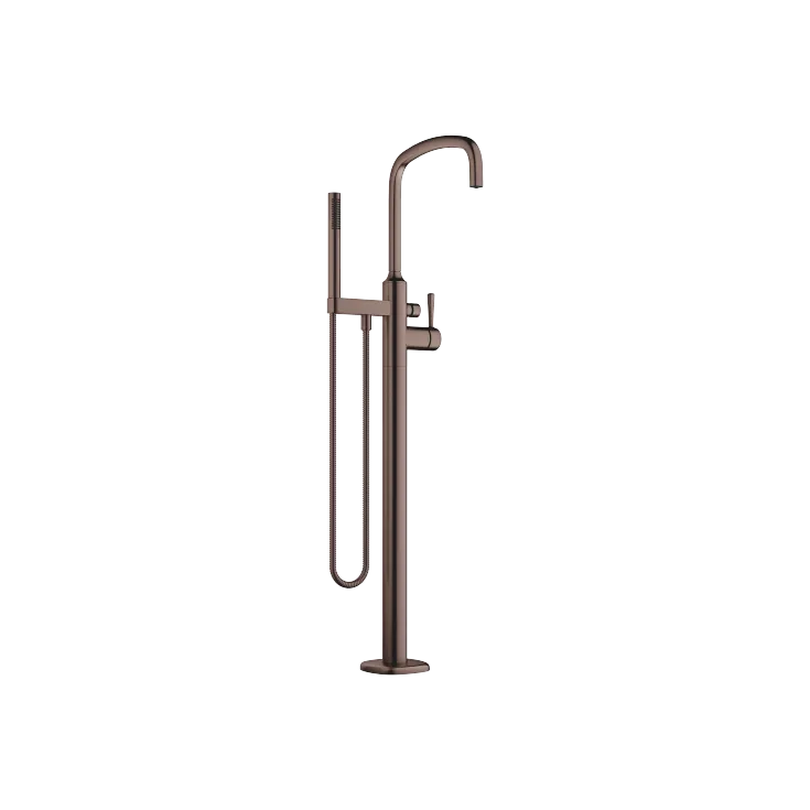 COYA Single-lever bath mixer with stand pipe for free-standing assembly with hand shower set - Brushed Dark Bronze (PVD) - 25 863 404-43