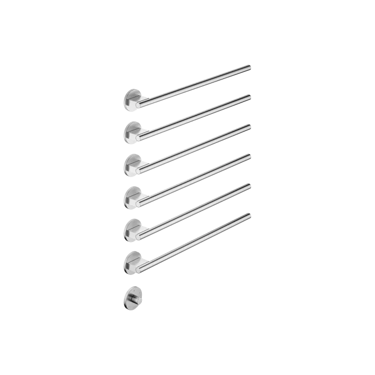 Handtuchwärmer , 6-fach , Ausladung rechts , mit Bedienelement - Chrom gebürstet - Set aus 2 Artikeln