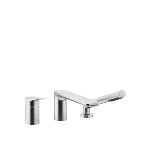 LISSÉ Three-hole single-lever bath mixer for bath rim or tile edge installation - Brushed Chrome - 27 412 845-93