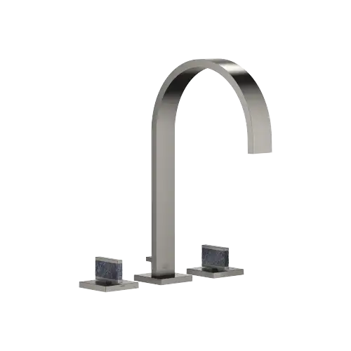 MEM Three-hole basin mixer with pop-up waste Nature Squared Dark Pen Mars Black - Brushed Dark Platinum - Set containing 3 articles