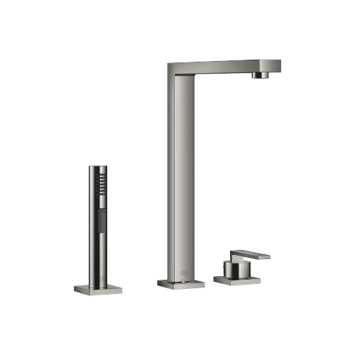LOT Mitigeur monocommande avec rosaces individuelles avec douchette extractible - Dark Chrome - Set contenant 2 articles