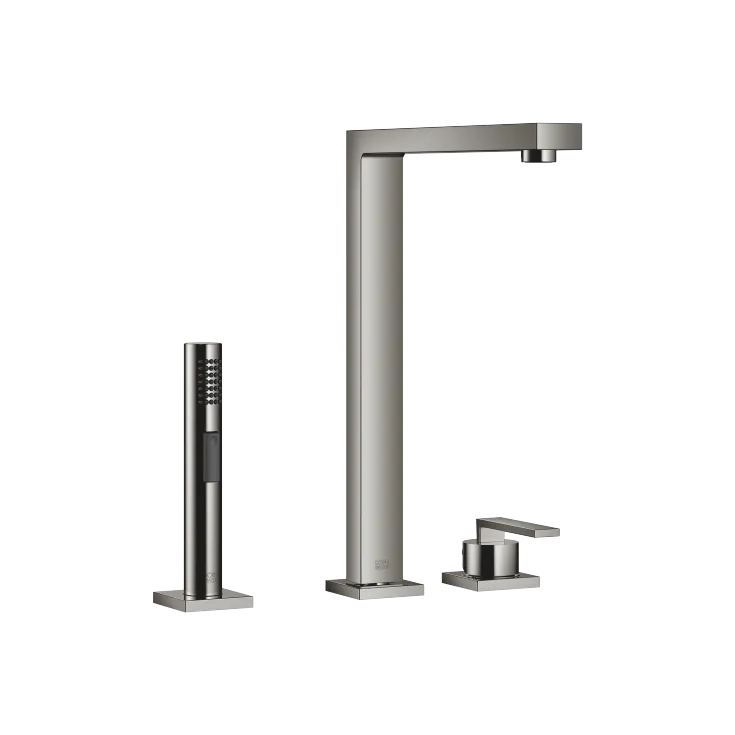 LOT Mitigeur monocommande avec rosaces individuelles avec douchette extractible - Dark Chrome - Set contenant 2 articles