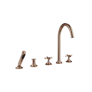 VAIA Five-hole bath mixer for deck mounting with diverter - Brushed Bronze - 27 522 809-42