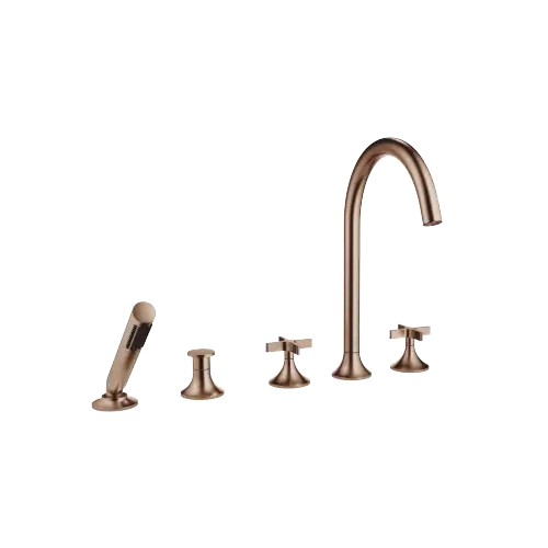 VAIA Five-hole bath mixer for deck mounting with diverter - Brushed Bronze (PVD) - 27 522 809-42