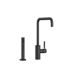 META SQUARE Single-lever mixer with rinsing spray set - Matte Black - Set containing 2 articles