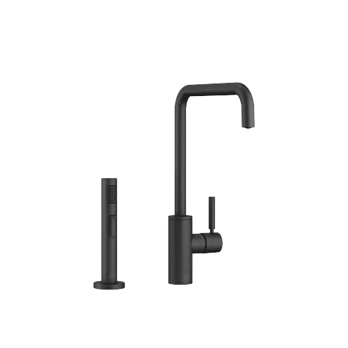 META SQUARE Single-lever mixer with rinsing spray set - Matte Black - Set containing 2 articles