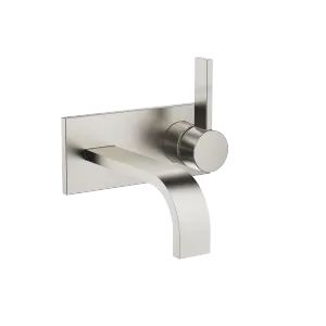 MEM Wall-mounted single-lever basin mixer with cover plate without pop-up waste - Brushed Platinum - 36 863 782-06