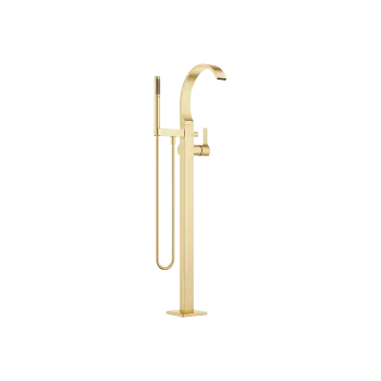 CYO Brushed Durabrass (23kt Gold) : Single-lever bath mixer with stand pipe for free-standing assembly with hand shower set