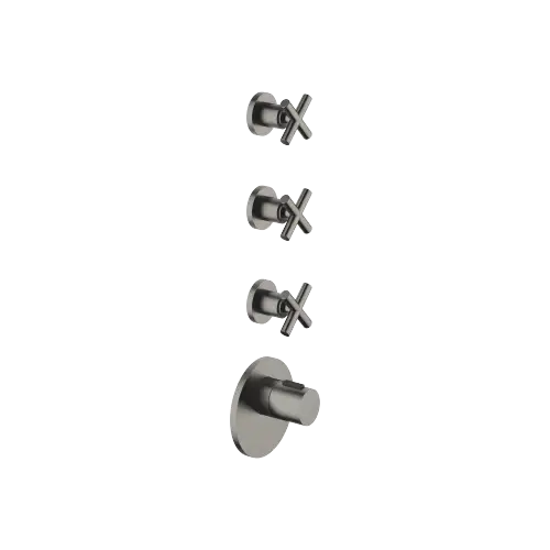 TARA xTOOL Thermostatmodul mit 3 Ventilen - Dark Platinum gebürstet - Set aus 4 Artikeln