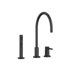 TARA Two-hole mixer with individual rosettes with rinsing spray set - Matte Black - Set containing 2 articles