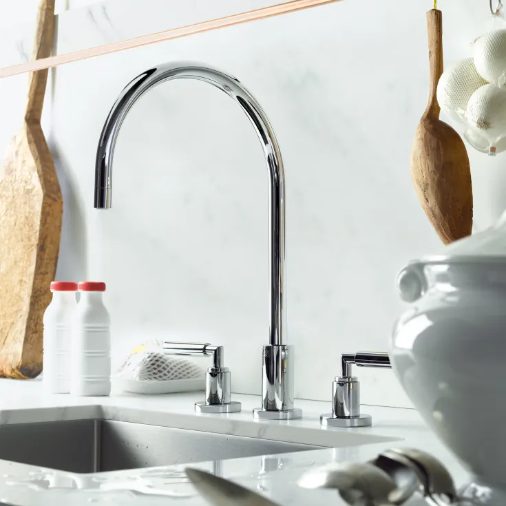 TARA Brushed Dark Platinum Kitchen faucets: Three-hole mixer
