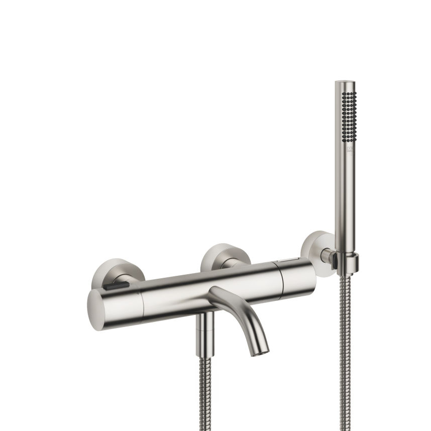 Integraal video terugvallen META Brushed Platinum Bath faucets: Bath thermostat for wall mounting with  hand shower set