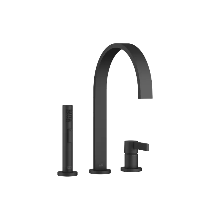 MEM Two-hole mixer with individual flanges with side spray set - Matte Black - Set containing 2 articles