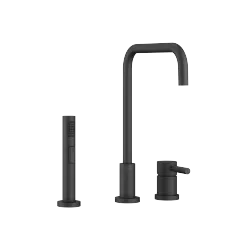 META 02 Two-hole mixer with individual rosettes with rinsing spray set - Matte Black - Set containing 2 articles