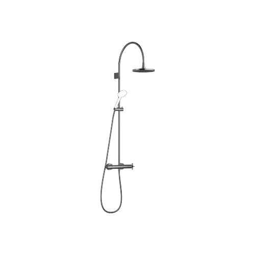 VAIA Showerpipe with shower thermostat without hand shower FlowReduce 220 mm - Dark Chrome - 34 464 809-19 0070
