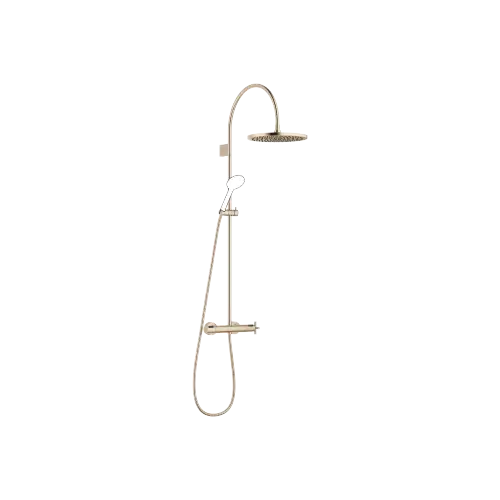 TARA Showerpipe with shower thermostat without hand shower 300 mm - Brushed Champagne (22kt Gold) - 34 465 892-46