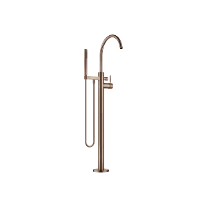 Single-lever bath mixer with stand pipe for free-standing assembly with hand shower set - Brushed Bronze - 25 863 661-42