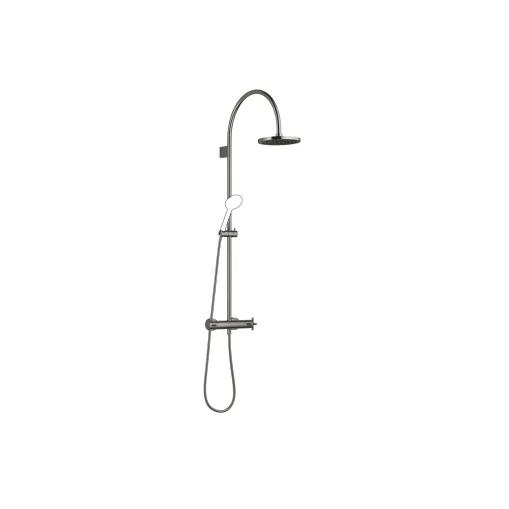 TARA Dark Chrome Shower faucets: Shower pipe with shower thermostat without hand shower FlowReduce 220 mm
