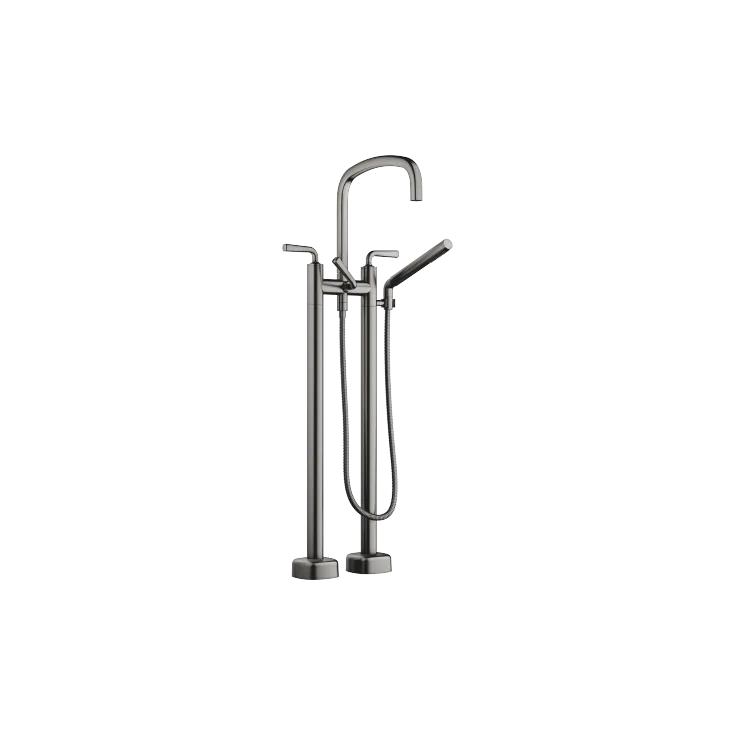 COYA Two-hole bath mixer for free-standing assembly with hand shower set - Brushed Dark Platinum - 25 943 414-99