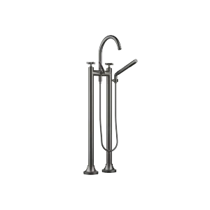 VAIA Two-hole bath mixer for free-standing assembly with hand shower set - Brushed Dark Platinum - 25 943 809-99