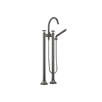 VAIA Two-hole bath mixer for free-standing assembly with hand shower set - Brushed Dark Platinum - 25 943 809-99