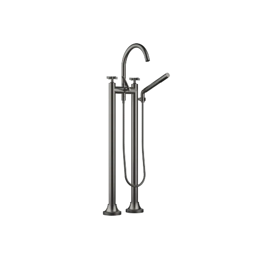 VAIA Two-hole bath mixer for free-standing assembly with hand shower set - Brushed Dark Platinum - 25 943 809-99
