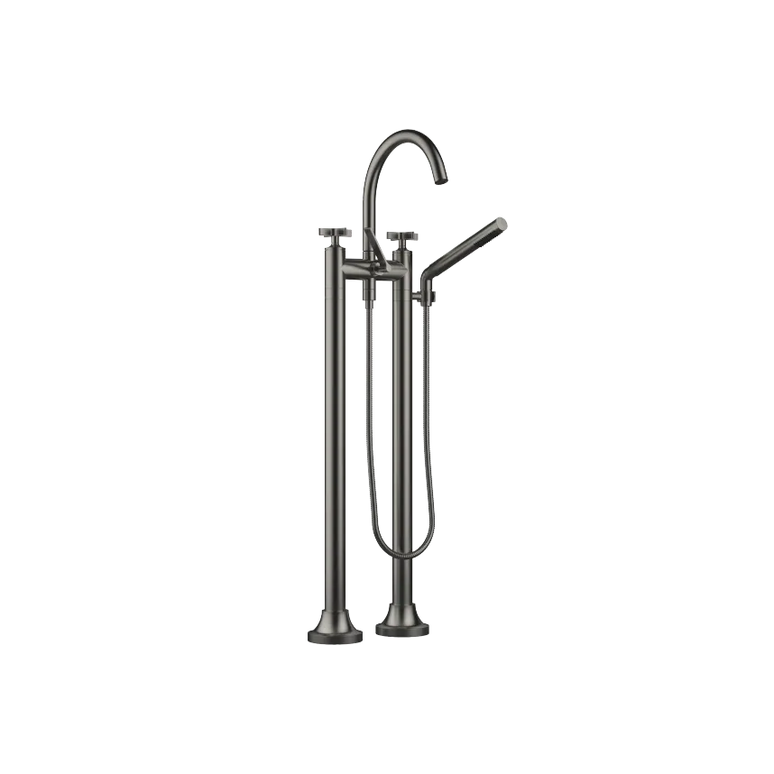 VAIA Two-hole tub mixer for freestanding installation with hand shower set - Brushed Dark Platinum - 25 943 809-99