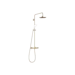 Showerpipe with shower thermostat without hand shower FlowReduce 220 mm - Brushed Champagne (22kt Gold) - 34 464 979-46 0010