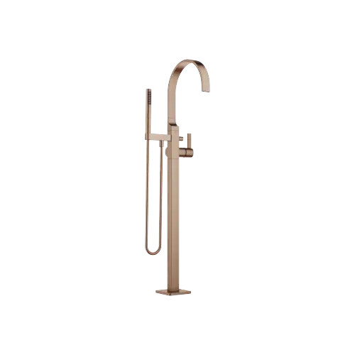 MEM Single-lever bath mixer with stand pipe for free-standing assembly with hand shower set - Brushed Bronze (PVD) - 25 863 782-42
