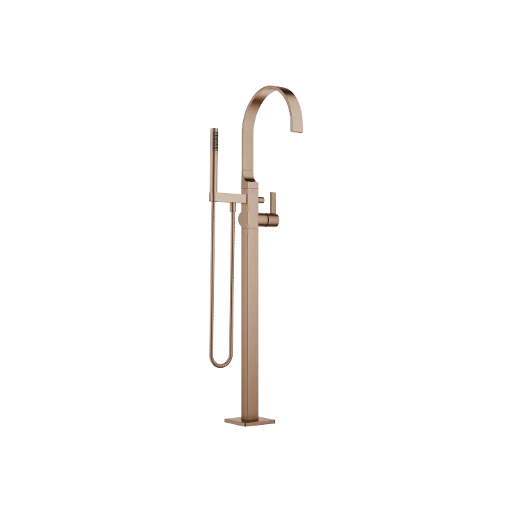 MEM Single-lever bath mixer with stand pipe for free-standing assembly with hand shower set - Brushed Bronze (PVD) - 25 863 782-42