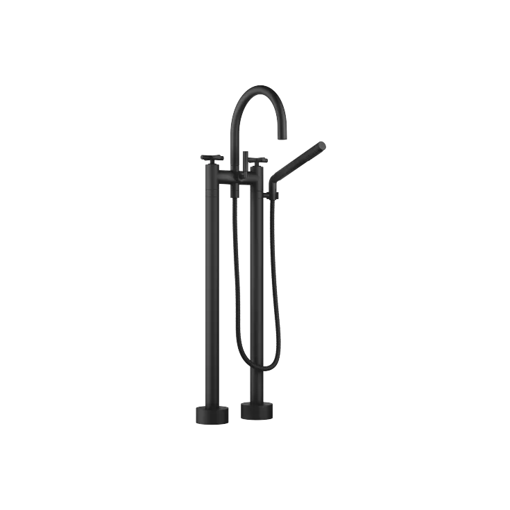 TARA Two-hole bath mixer for free-standing assembly with hand shower set - Matte Black - 25 943 892-33