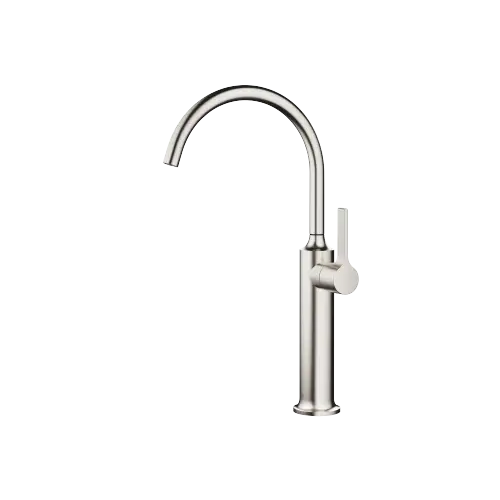 VAIA Single-lever basin mixer with raised base without pop-up waste - Brushed Platinum - 33 534 809-06