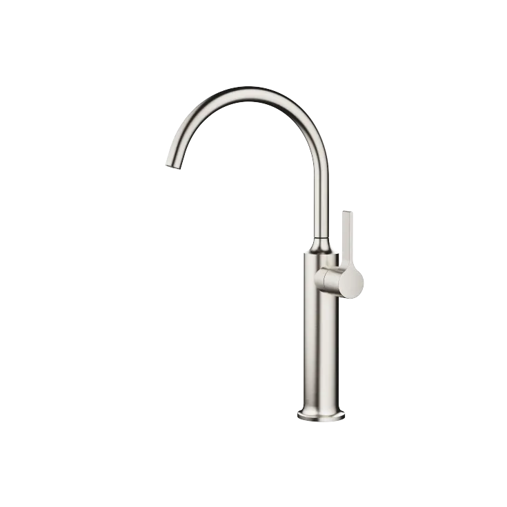 VAIA Single-lever basin mixer with raised base without pop-up waste - Brushed Platinum - 33 534 809-06