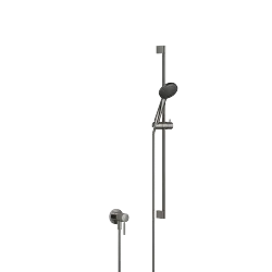 Mitigeur monocommande encastré avec raccord de douche intégré avec garniture de douche - Dark Chrome - Set contenant 2 articles