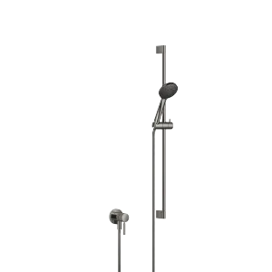 Mitigeur monocommande encastré avec raccord de douche intégré avec garniture de douche - Dark Chrome - Set contenant 2 articles