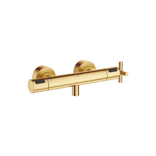 TARA Shower thermostat for wall mounting - Brushed Durabrass (23kt Gold) - Set containing 2 articles