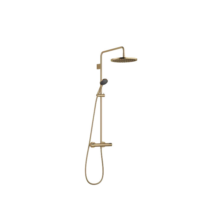 Shower pipe with shower thermostat with hand shower set 300 mm - Brushed Dark Brass - Set containing 2 articles