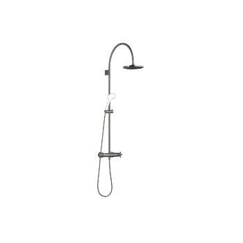 TARA Dark Chrome : Showerpipe with shower thermostat without hand shower FlowReduce 220 mm