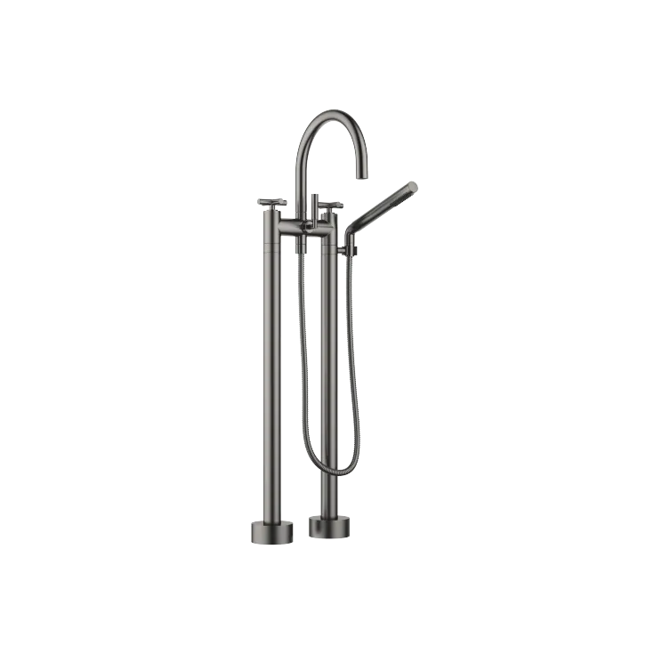 TARA Two-hole bath mixer for free-standing assembly with hand shower set - Brushed Dark Platinum - 25 943 892-99 0050