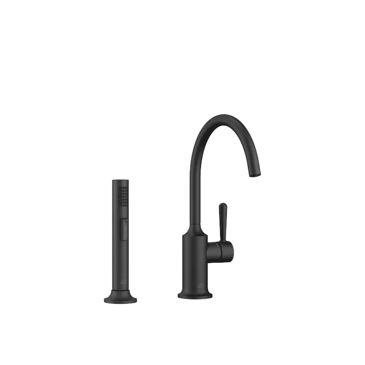 VAIA Miscelatore monocomando con gruppo doccetta lavello - Nero opaco - Set contenente 2 articoli