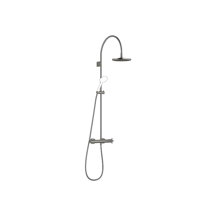 TARA Showerpipe mit Brause-Thermostat ohne Handbrause FlowReduce - Dark Platinum gebürstet - 34 463 892-99