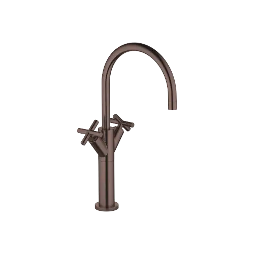 TARA Single-hole basin mixer with raised base without pop-up waste - Brushed Dark Bronze (PVD) - 22 533 892-43