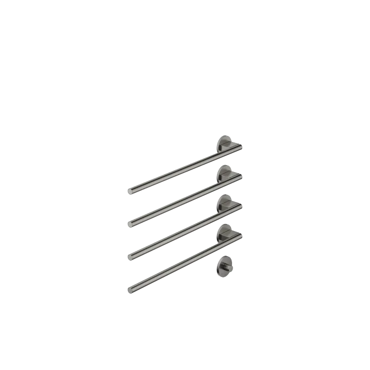 Handtuchwärmer , 4-fach , Ausladung links , mit Bedienelement - Dark Platinum gebürstet - Set aus 2 Artikeln