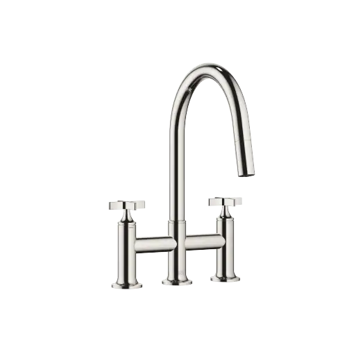VAIA Three-hole bridge mixer Pull-down with spray function - Platinum - 19 875 809-08 0010