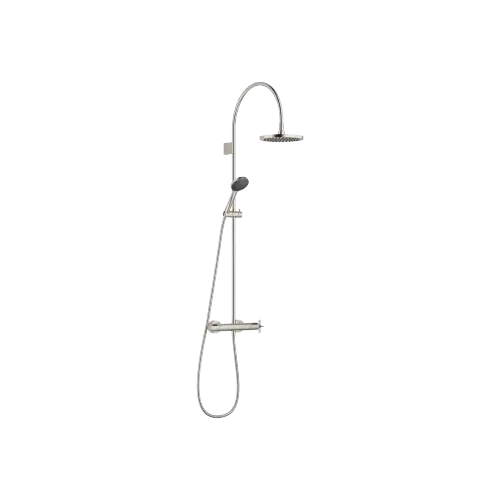 VAIA Showerpipe-Anwendung mit Brause-Thermostat FlowReduce 220 mm - Platin gebürstet - Set aus 2 Artikeln